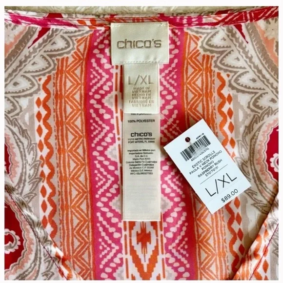 Chico's Exotic Scrolls V-Neck Poncho Top NWT - Picture 5 of 7